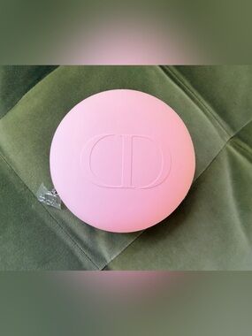 Dior Round Pink Neoprene Style Pouch w Silver ‘DIOR’ Zipper Pull. New in Box